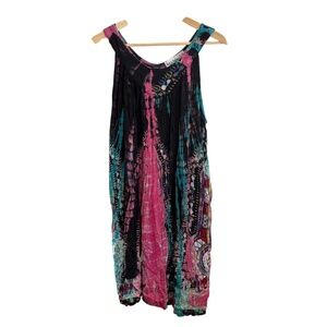 Belma Boho Hippie Tie-Dye Sleeveless Midi Dress Rayon Beach Resort Festival NWT